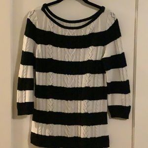 WHITE HOUSE BLACK MARKET Striped Cable Knit Sweater